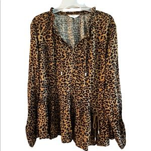 leopard animal print  blouse extra large
